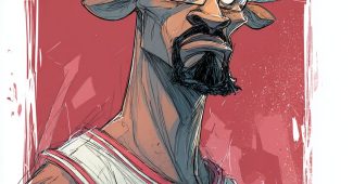 ChatGPT提示词_创作一个受沃尔特·迪士尼启发的漫画角色，是一个穿着芝加哥公牛队球衣的篮球运动员，头部是牛的形象，主要色彩为白色、黑色和红色_chatgpt购买缩略图