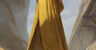 ChatGPT_AI提示词_一位女性实体穿着金色披风，面戴白色面具，站在外星沙滩上_chatgpt会员充值缩略图