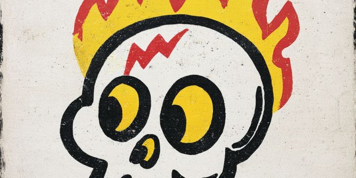 ChatGPT_AI提示词_这幅图描绘了一个白色面孔的卡通骷髅，眼窝内有明亮的黄色火焰和红色锯齿线条_chatgpt5.1即时聊天缩略图