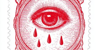 ChatGPT提示词_一枚复古邮票，中央有一只流着红泪的眼睛_如何购买chatgpt会员缩略图