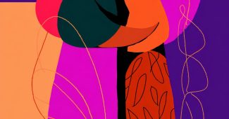 ChatGPT_AI提示词_两位抽象女性相拥的插图，采用粗线条、简单形状及鲜艳颜色_chatgpt 4.0账户购买缩略图