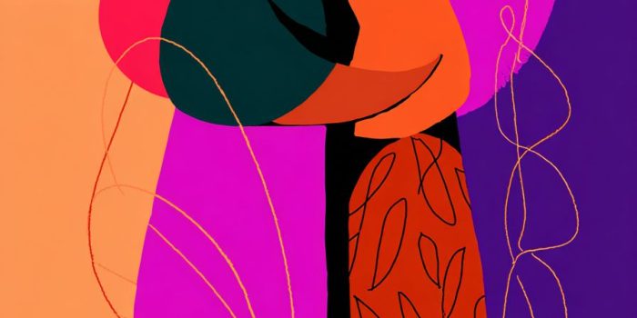 ChatGPT_AI提示词_两位抽象女性相拥的插图，采用粗线条、简单形状及鲜艳颜色_chatgpt 4.0账户购买缩略图