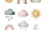 ChatGPT提示词_儿童天气图标的向量图，采用柔和的色彩和简单的形状缩略图