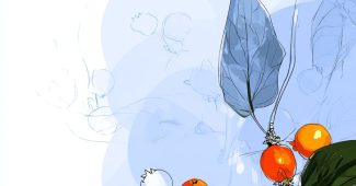 ChatGPT提示词_简约风格的背景设计，包含绿色叶子和橙色小柿子_chatgpt购买token缩略图