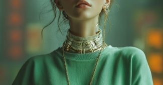 ChatGPT提示词_一位美丽的网络女仆穿着绿色短款T恤，站在繁忙的亚洲街道上_chatgpt账号购买缩略图