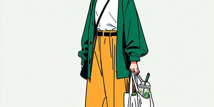 AI提示词_可爱的动漫女孩手提便利店袋，穿着时尚现代的衣服，面带温柔微笑_chatgpt官网网址缩略图