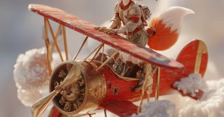 ChatGPT_AI提示词_一张3D风格的明信片，描绘了一只女狐狸在天空中的飞机上_怎么获取chatgpt plus缩略图