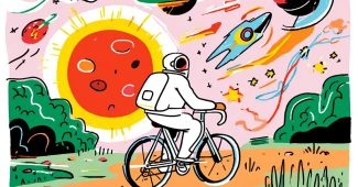 ChatGPT提示词_一位宇航员骑着一辆白蓝色的自行车在太空中_gpt会员购买缩略图