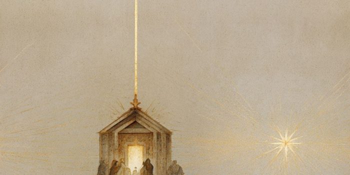 ChatGPT提示词_一幅极简主义的宗教艺术作品，描绘了在简单的门前，圣母玛利亚抱着孩童，体现了崇敬和谦卑的氛围_chatgpt购买会员缩略图