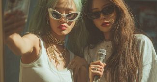 ChatGPT提示词_两位亚洲姐妹在韩国街头，姐姐有长长的淡绿色马尾，穿白色背心和短裤，妹妹则穿着宽大的白色T恤_chat gpt会员是智商税嘛缩略图