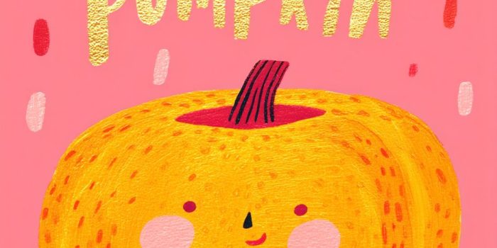 ChatGPT提示词_可爱的水粉插画，文字是’你好，南瓜’，周围有闪光，粉色、橙色、金色和红色的色彩搭配缩略图