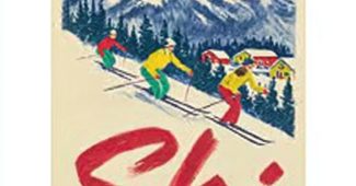 ChatGPT_AI提示词_复古风格的滑雪海报插图，展示冬季风光和滑雪者_chatgpt入口缩略图