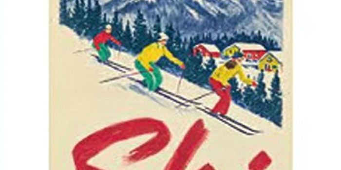 ChatGPT_AI提示词_复古风格的滑雪海报插图，展示冬季风光和滑雪者_chatgpt入口缩略图