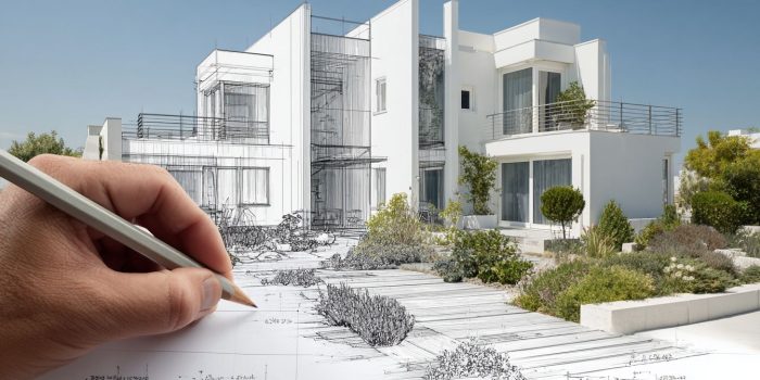 ChatGPT_AI提示词_一张手绘的现代房屋建筑蓝图，背景是真实照片_chatgpt5多少钱缩略图