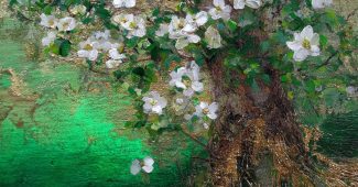 AI提示词_一棵生机勃勃的绿色苹果树，盛开美丽的花朵，展现俄罗斯风格的艺术_gpt会员不支持国内银行卡缩略图