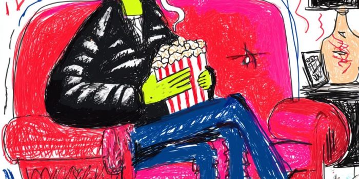 ChatGPT提示词_一个柠檬主题的外星人，柠檬形状的头，霓虹黄色的皮肤，边看电视边吃柠檬形状的爆米花_chatgpt购买api缩略图