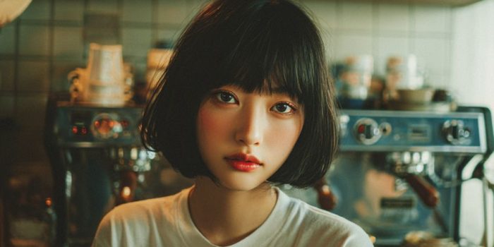 ChatGPT提示词_一位18岁日本女孩在咖啡馆柜台前的时尚肖像缩略图