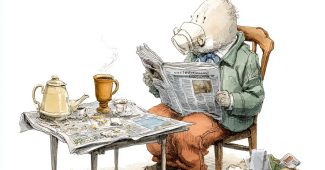 ChatGPT提示词_兔先生正在喝咖啡、吃早餐和看报纸_chatgpt会员共享缩略图