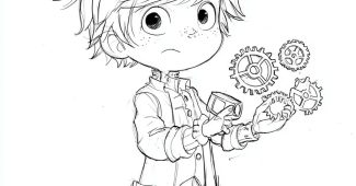 ChatGPT_AI提示词_主角是一位年轻的蒸汽朋克发明男孩，手里拿着一片破损的齿轮，神情失落_国内如何开通gpt会员卡缩略图