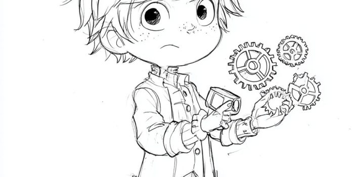 ChatGPT_AI提示词_主角是一位年轻的蒸汽朋克发明男孩，手里拿着一片破损的齿轮，神情失落_国内如何开通gpt会员卡缩略图