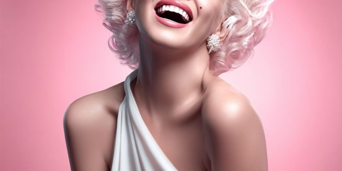 ChatGPT提示词_这是瑪麗蓮·夢露的一張專業照片，她面帶愉悅的笑容，棕色的眼睛睜得很大，背景是漸變的粉色缩略图