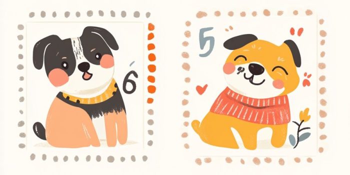 ChatGPT提示词_一系列可爱的邮票风格贴纸设计，描绘了不同装扮和姿势的胖胖卡通狗_chatgpt 4.0免费账号缩略图