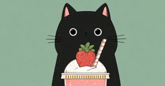 ChatGPT提示词_可爱的黑猫在喝草莓拿铁_chatgpt帐号批发缩略图