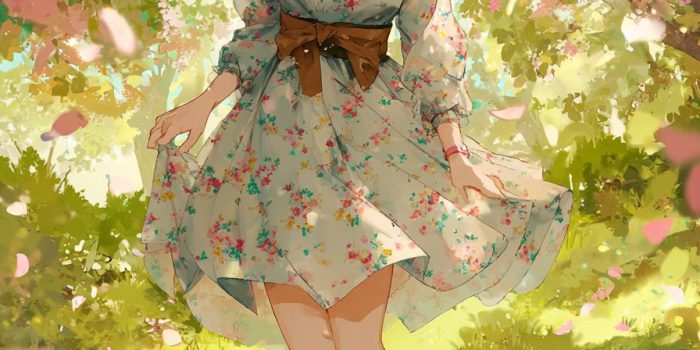 ChatGPT提示词_一个夏日花园里穿着春季花朵裙子的可爱女孩_chatgpt会员多少钱一年缩略图