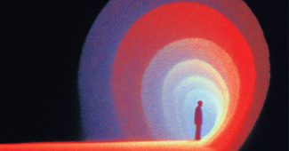 ChatGPT_AI提示词_一位孤独的旅行者站在巨大螺旋洞口，洞壁如宇宙海洋生物般向内盘旋，深邃无垠_chatgpt会员多少钱一次缩略图