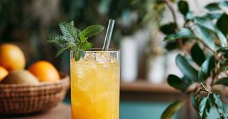 ChatGPT提示词_美味的芒果饮料配橙子和薄荷叶_如何开通gpt会员缩略图