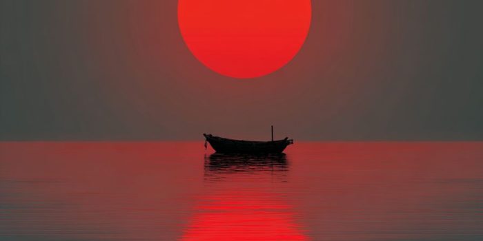 ChatGPT提示词_夕阳映在水面，小船漂浮在前，背景以黑色为主调，营造神秘宁静的氛围_chatgpt plus api缩略图