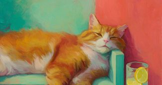 AI提示词_一只橘白相间的猫在开放窗前的厨房里惬意地伸展，爪子搭在扶手上，周围环境充满活力的色彩和现代气息_chatgpt会员有什么功能缩略图