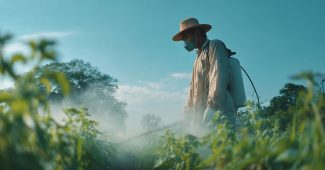 ChatGPT_AI提示词_泰国农民在农村田野中喷洒农药，穿着长袖衬衫、帽子和口罩_chatgpt网页版官网缩略图