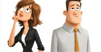 ChatGPT_AI提示词_卡通风格的办公室工作人员在白色背景下显得困惑和深思_chatgpt注册手机缩略图