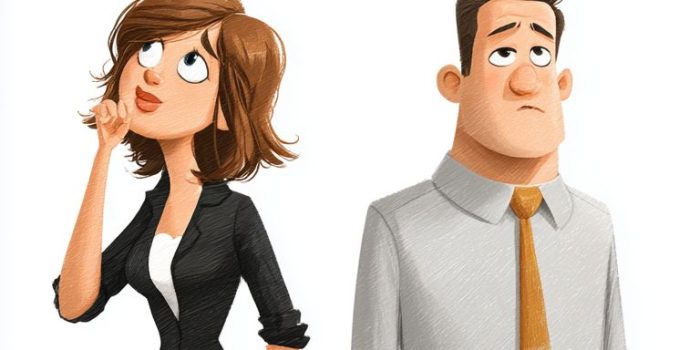 ChatGPT_AI提示词_卡通风格的办公室工作人员在白色背景下显得困惑和深思_chatgpt注册手机缩略图