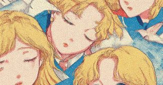 ChatGPT提示词_描绘了一位金发女孩穿着水手学校制服的数字插图，背景为纹理蓝色，呈现多种可爱表情，周围环绕着飞翔的白鸽_chatgpt会员充值缩略图