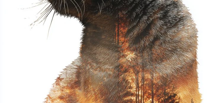 ChatGPT提示词_一幅猫与森林和日落的双重曝光作品_chatgpt免费版缩略图