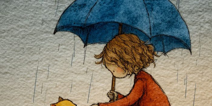 ChatGPT_AI提示词_一个女孩在雨中用蓝色雨伞庇护一只黄色的猫_gpt会员多少钱一个月缩略图