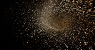 ChatGPT提示词_金色字母和标点符号形成漩涡，中心密集向外散开_hatgpt plus缩略图