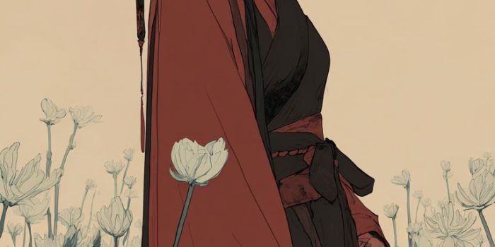 ChatGPT提示词_一位微笑的中国女巫站在花田中_chatgpt plus官网缩略图