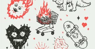 ChatGPT_AI提示词_设计一个黑红色的涂鸦风格纹身图案，包含流星、恐龙、带心形的创可贴等元素_chatgpt充值问题缩略图