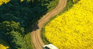 ChatGPT提示词_白色面包车在乡间S形道路上穿行，四周是金色的油菜花田和大树投下的柔和阴影_chatgpt plus官网缩略图