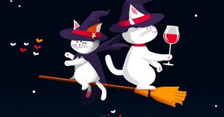 ChatGPT提示词_两只猫在夜空中骑扫帚，手持红酒杯_chatgpt购买指南缩略图