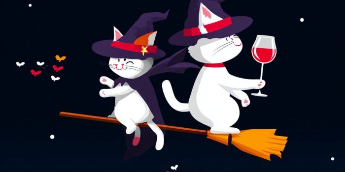 ChatGPT提示词_两只猫在夜空中骑扫帚，手持红酒杯_chatgpt购买指南缩略图