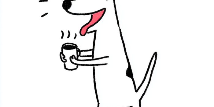 ChatGPT提示词_一只狗开心地依偎着咖啡杯_chatgpt中文版免费下载缩略图