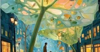 ChatGPT_AI提示词_在 霓虹灯装点的莲花城中，一对情侣在巨大的发光莲藕下避雨，孩子在追逐水鸟，青蛙栖息在荷叶 伞上，水中的鱼在闪烁，柔和的粉色雨光透过莲花孔洒下，融合浪漫、现实主义和科幻幻想_chatgpt5.2需要钱吗缩略图