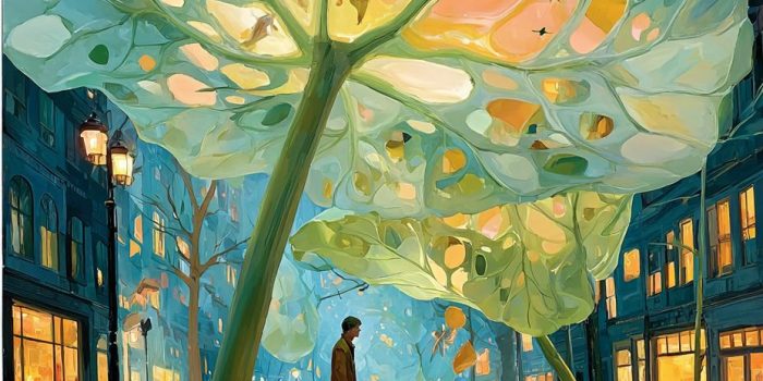 ChatGPT_AI提示词_在 霓虹灯装点的莲花城中，一对情侣在巨大的发光莲藕下避雨，孩子在追逐水鸟，青蛙栖息在荷叶 伞上，水中的鱼在闪烁，柔和的粉色雨光透过莲花孔洒下，融合浪漫、现实主义和科幻幻想_chatgpt5.2需要钱吗缩略图