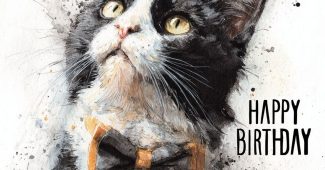 ChatGPT_AI提示词_一只水彩画风格的快乐可爱的礼服猫，生日快乐_chatgpt在线网页使用缩略图