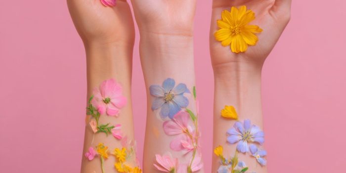 ChatGPT提示词_三位肤色不同的女性手臂，带有粉彩花朵_chatgpt购买token缩略图