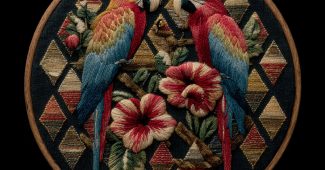 ChatGPT_AI提示词_极简风格的金刚鹦鹉与花卉几何图案_chatgpt注册流程缩略图